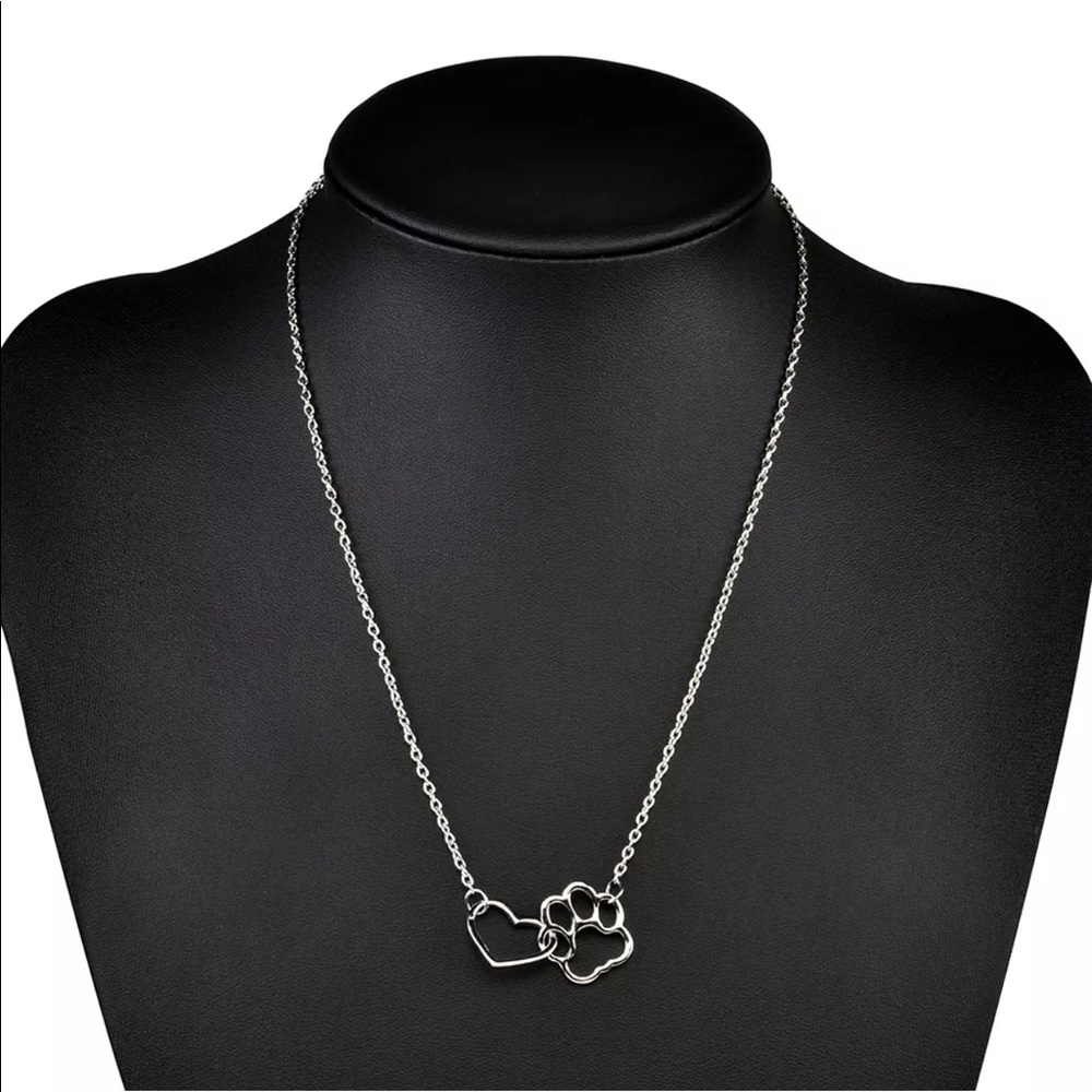 🐾Silver Heart and Paw Necklace🐾